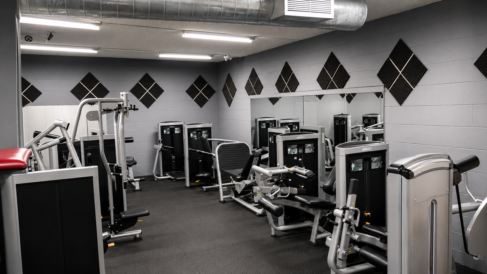 Selectorized machine row inside Madtown Fitness